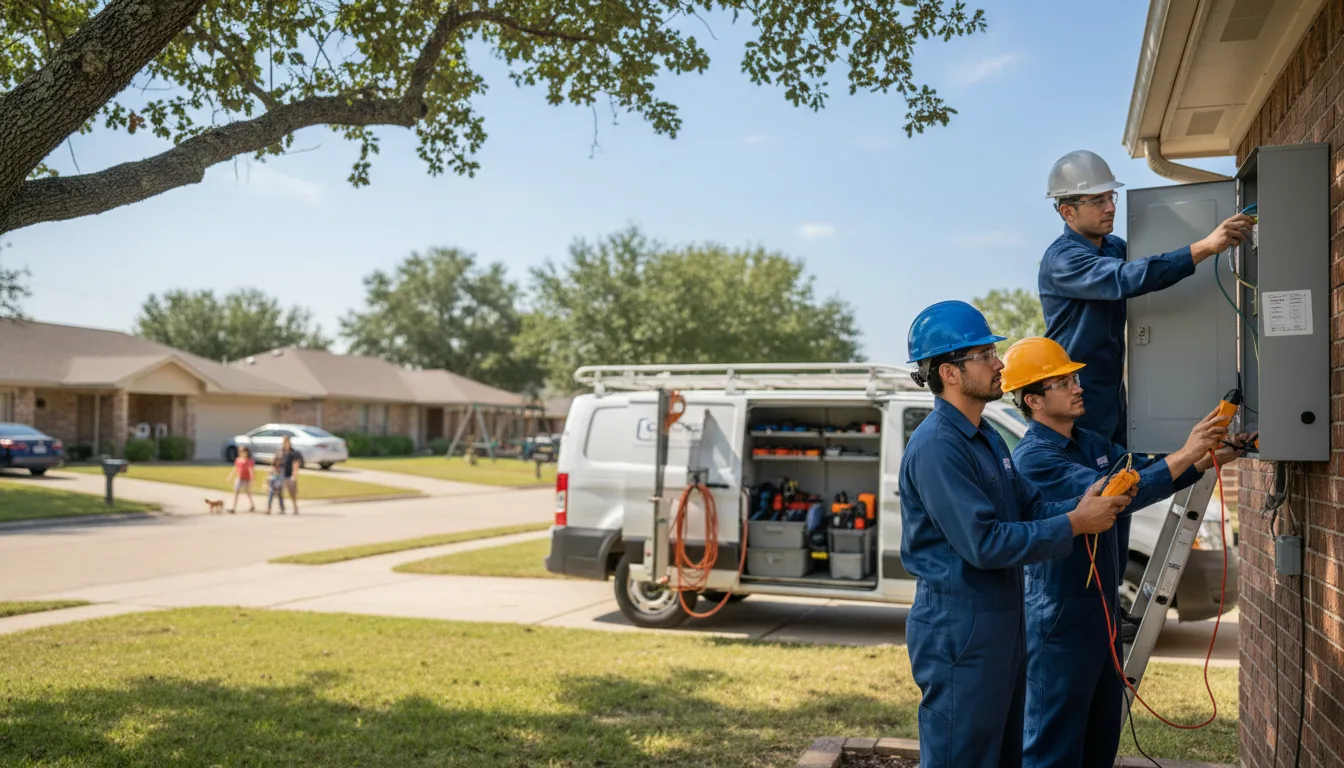 Certified electrician providing emergency electrical services in Art, TX